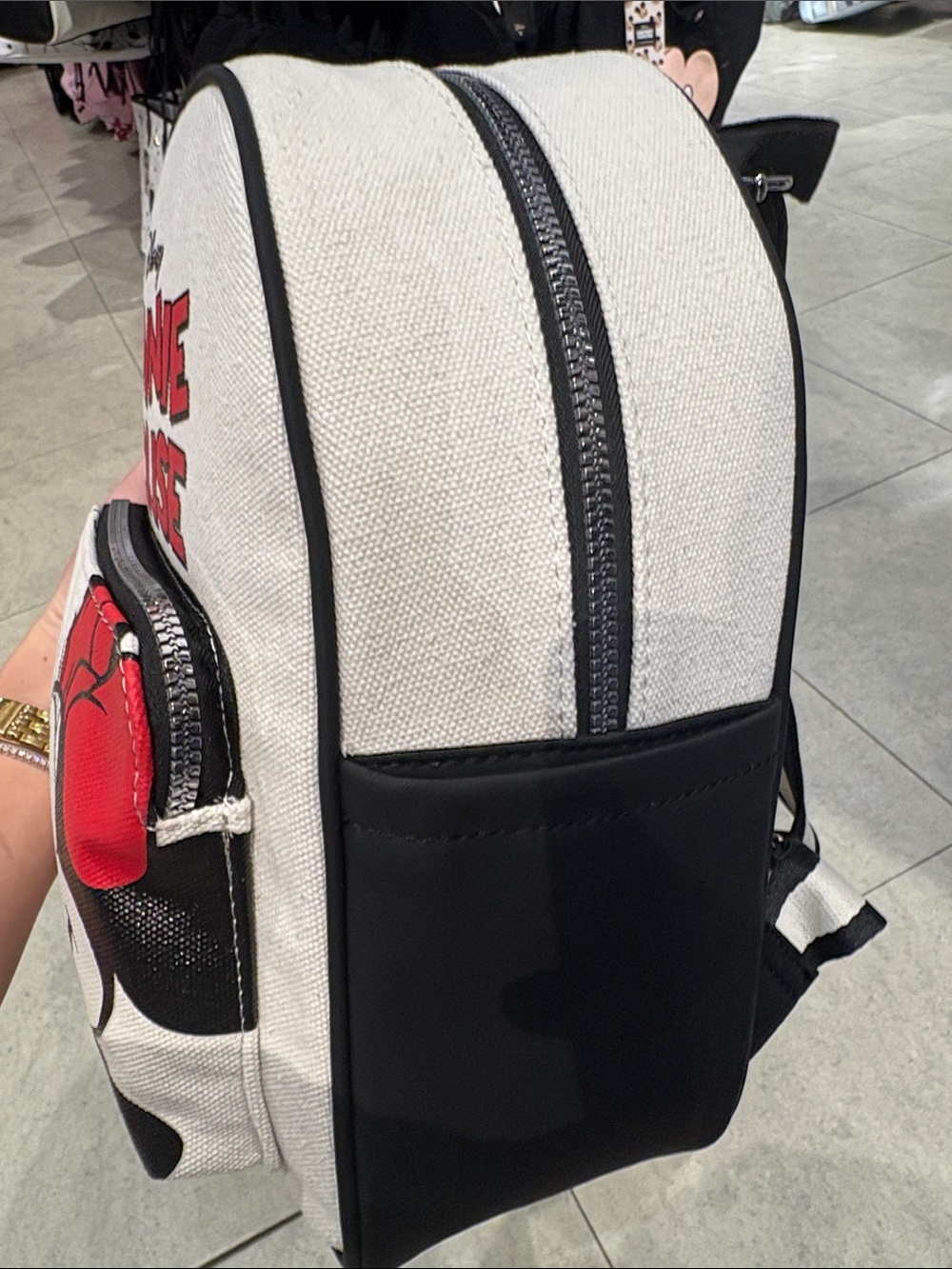 Disney Minnie Mouse canvas Backpack  with keychain NWT - Picture 5 of 8